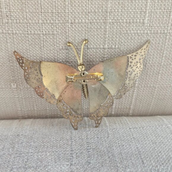 Vintage Pin BUTTERFLY Multi Color Brooch Women Jewelry Pin Unbranded - Picture 4 of 11